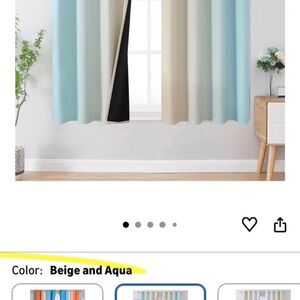 Elegant Beige and Aqua Curtains